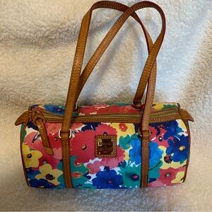 Rare Dooney & Bourke Watercolor Floral Barrel Shoulder Bag